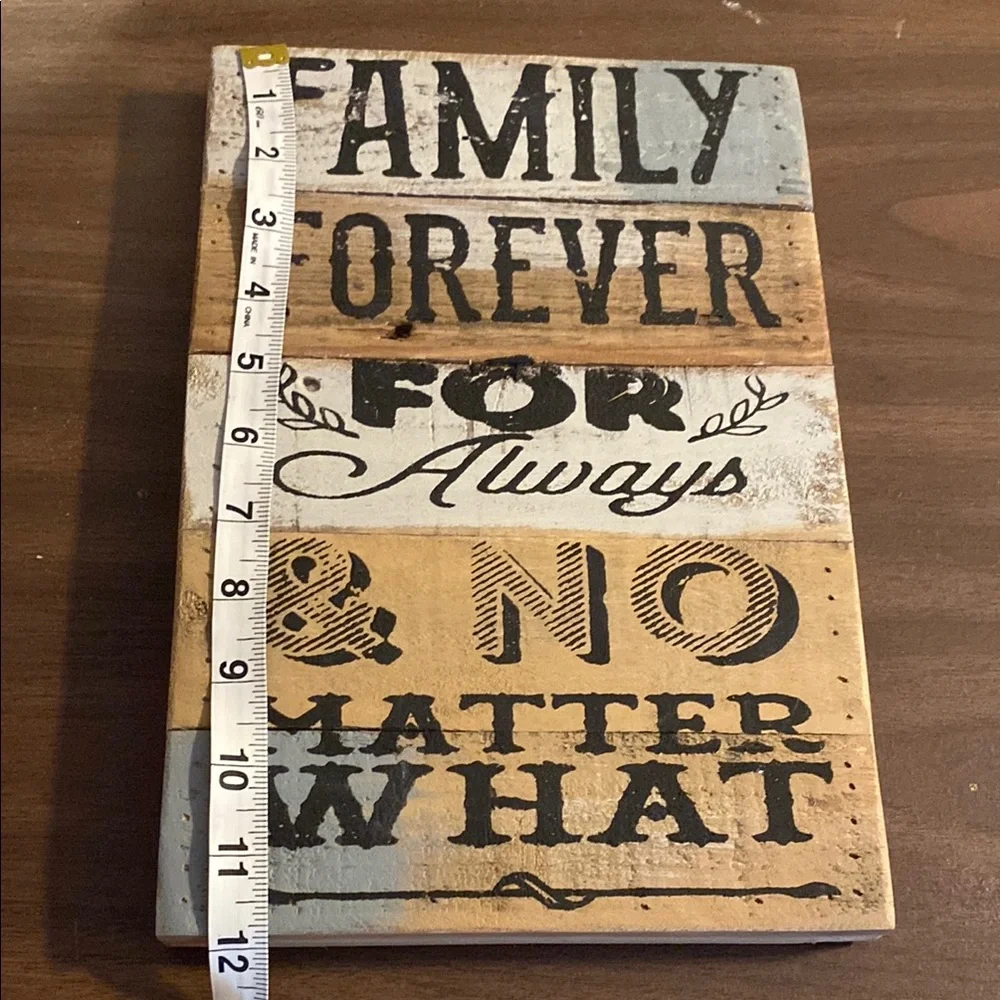 Rustic Quote Family Forever For Always & No Matter What Wooden Decor Sign
