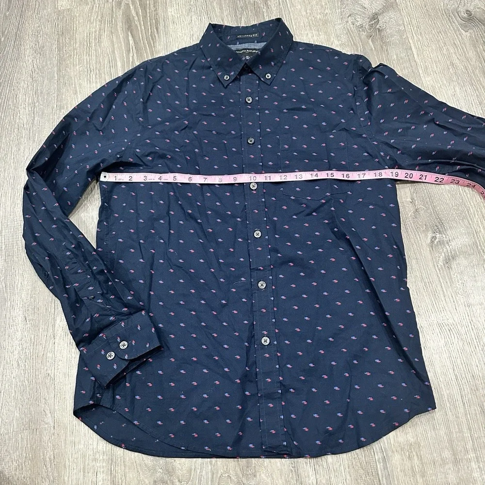 Banana Republic Men M Geometric Cotton Untucked Fit Long Sleeve‎ Casual Shirt