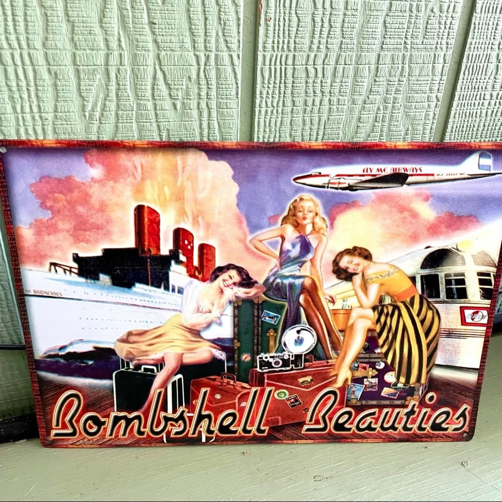 NEW Bombshell Beauties Metal Sign
