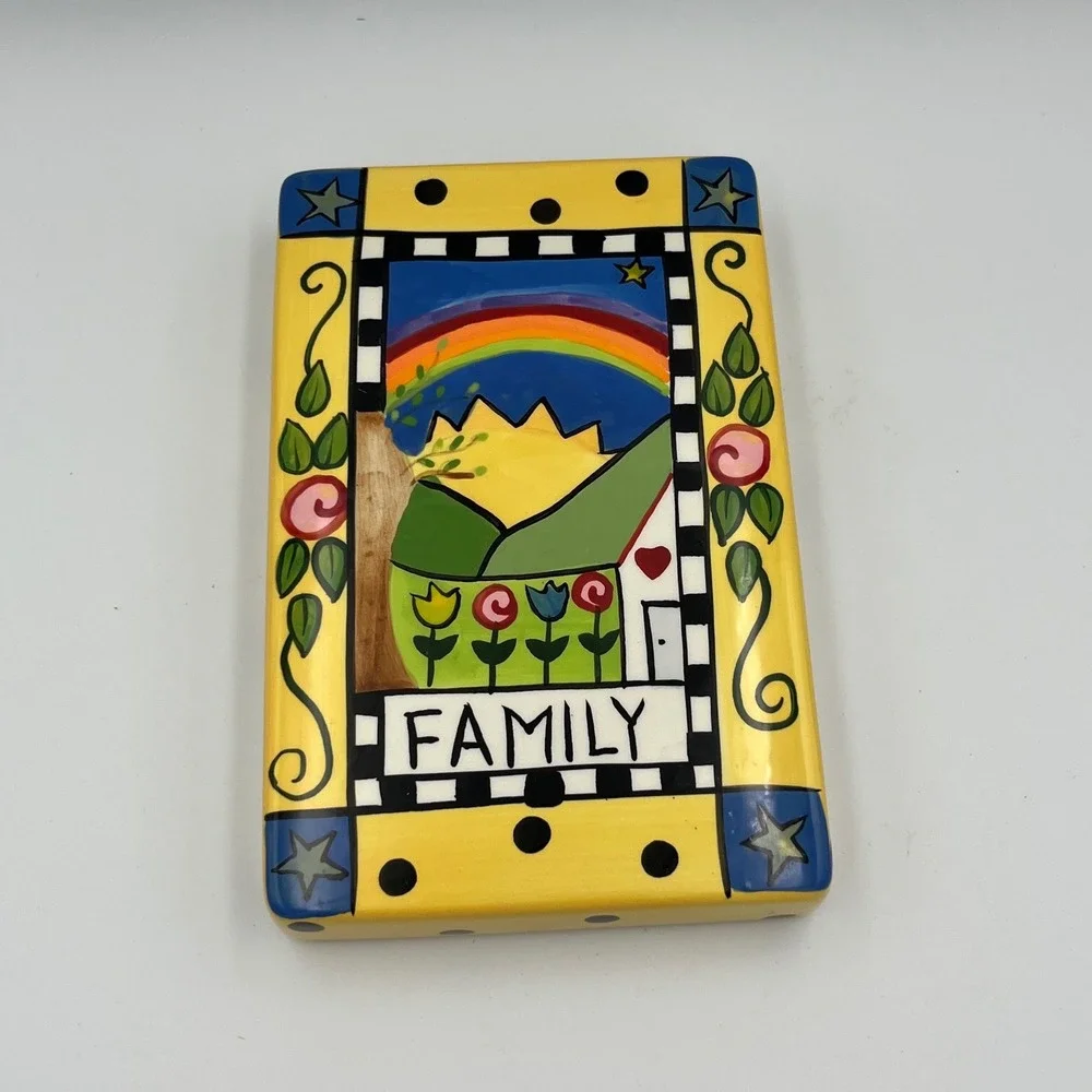 Decorative Family Housewarming Gift Ceramic Plaque Yellow Rainbow Home Decor‎