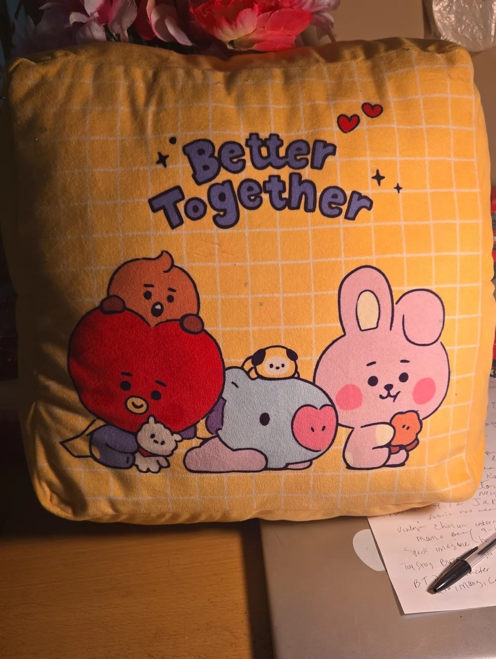 Better Together Yellow Character Accent Pillow by BT 21
