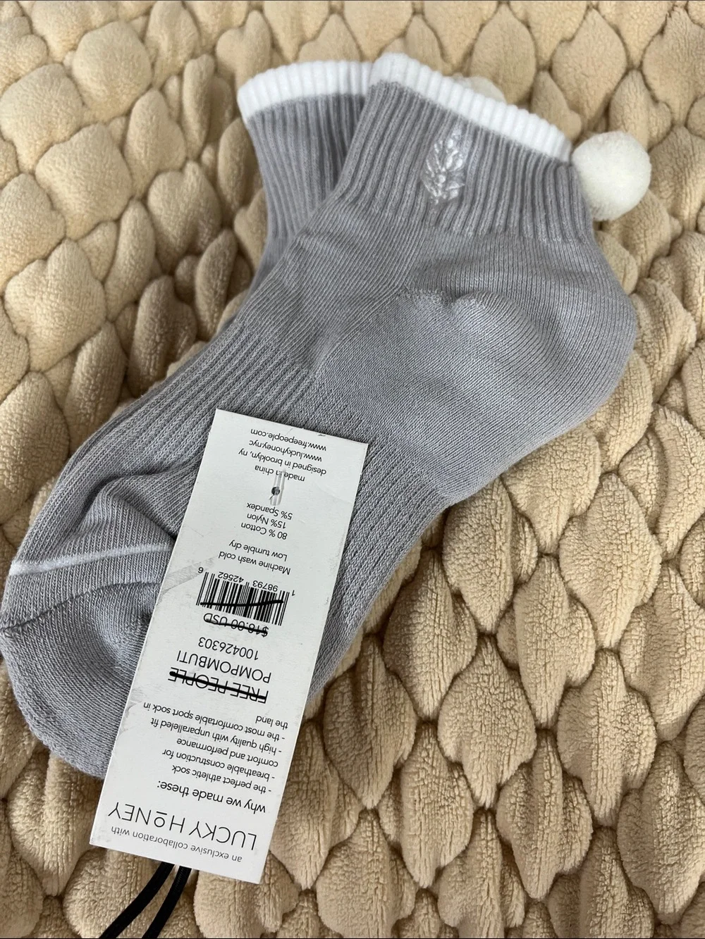 Free People Gray Pom Pom Socks New