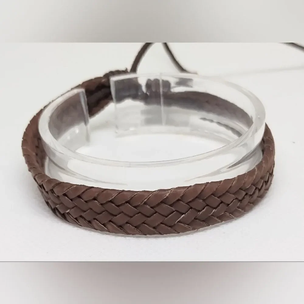 Men's leather bracelet‎ braided brown new e50