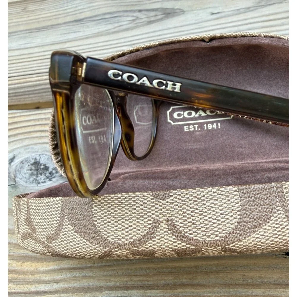 Coach HC6149 5583 Tortoise Glitter Signature C Eyeglass Frames 52-17 Coach Case