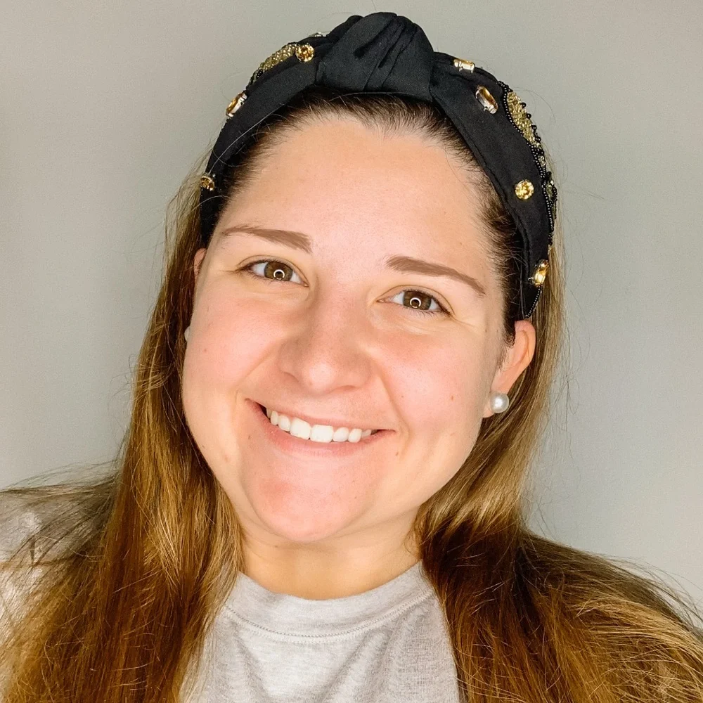 Treasure Jewels Elegant Black Headband with Gold Football Accents