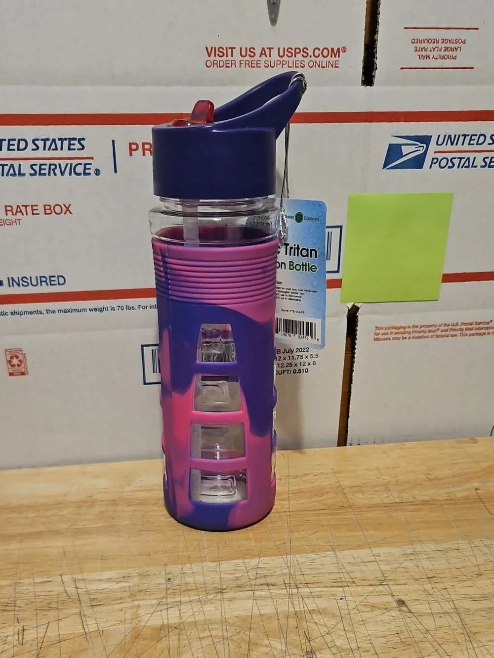Tristan Pink & Purple Sport Water Bottle with Flip Straw