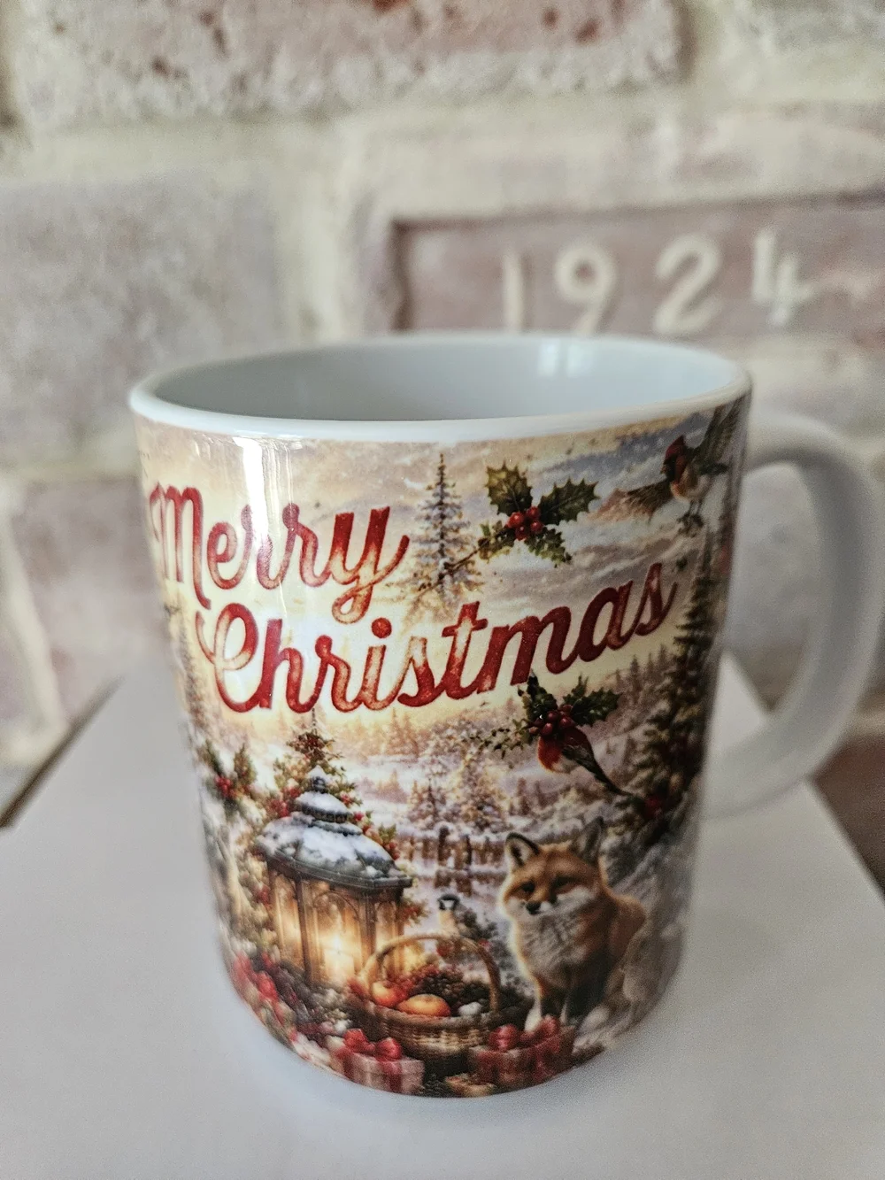 Hand Crafted Red and White Santa Claus Christmas Coffee Mug