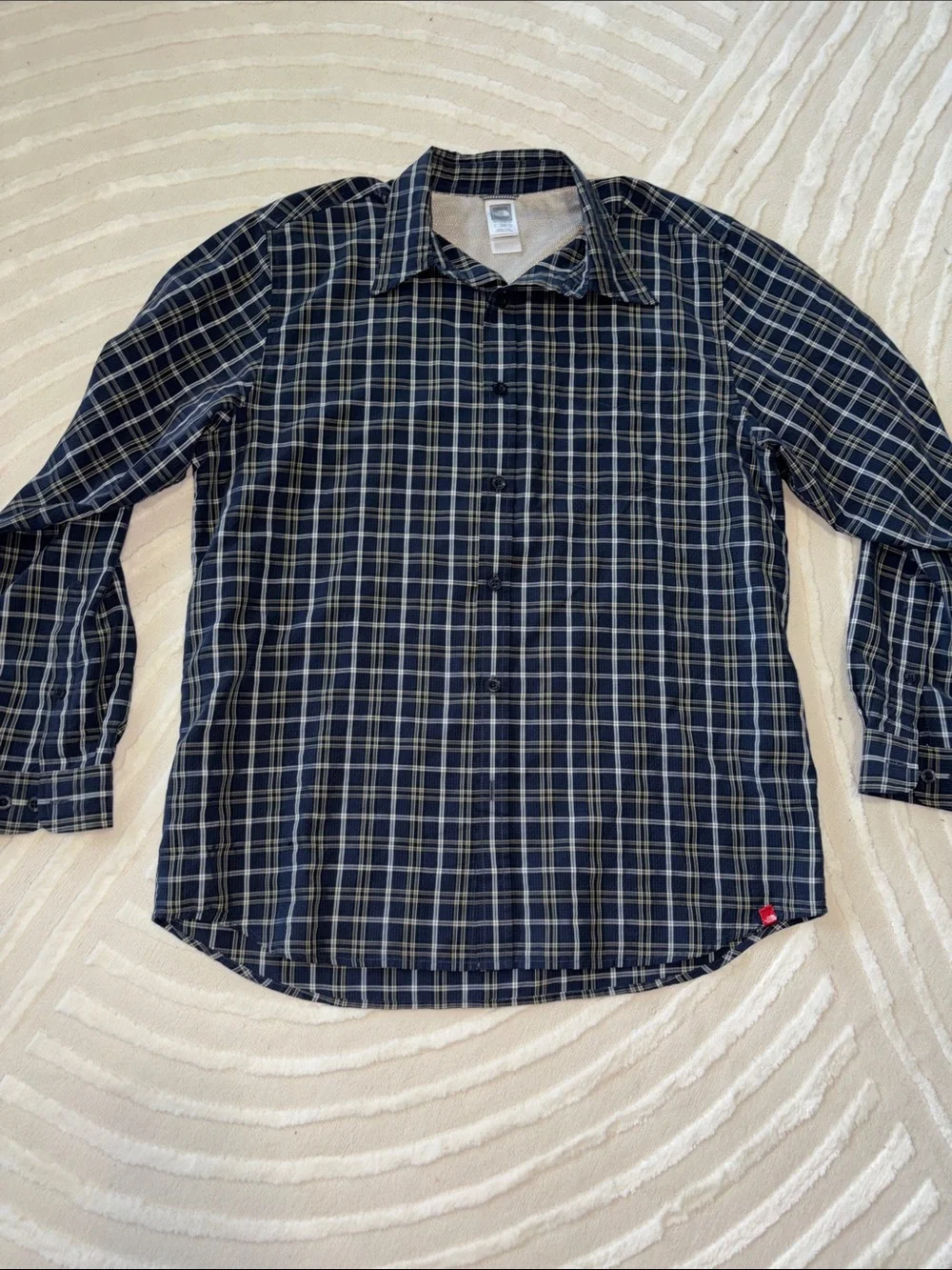 The North Face Navy and White Plaid Button-Down Shirt