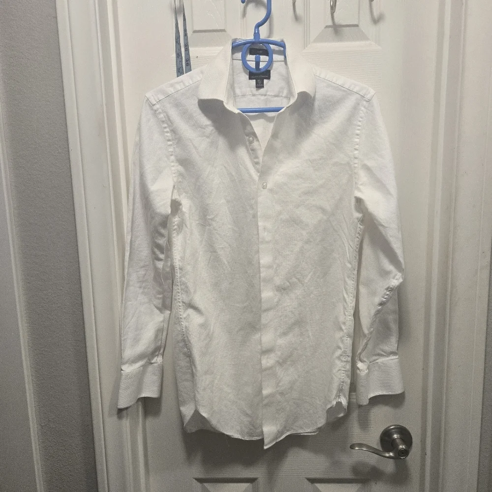 J. Crew White Ludlow Premium Slim Fit Men's Shirt Dobby Size 32 / 14.5