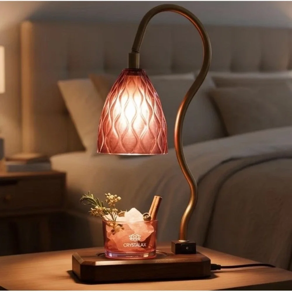 (b34/32)new Crystal Candle Warmer Lamp with Real Rose Quartz ( Oil Not Include)