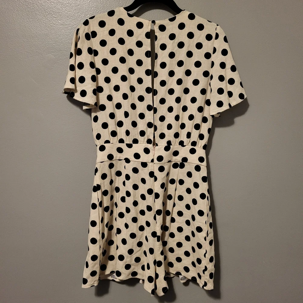 Zara Black & Ivory Polka Dot Romper Size XS