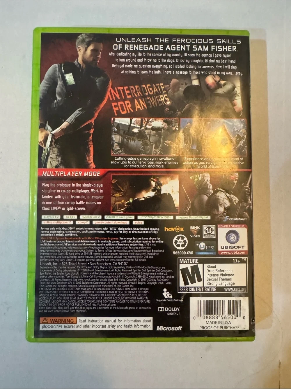 Splinter Cell Conviction (Microsoft Xbox 360)
