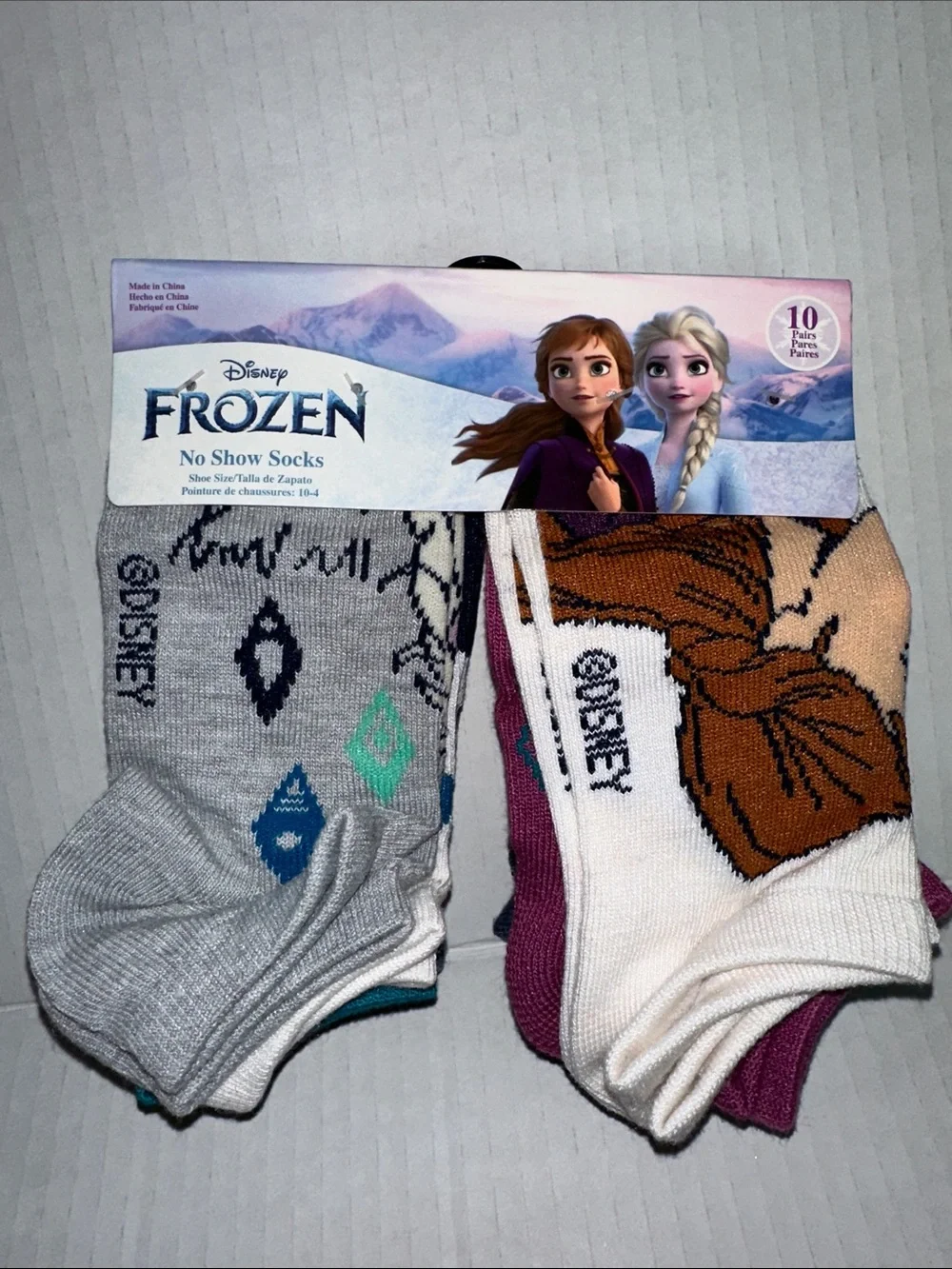 Disney Frozen Kids No- show socks 10pk  size 10-4
