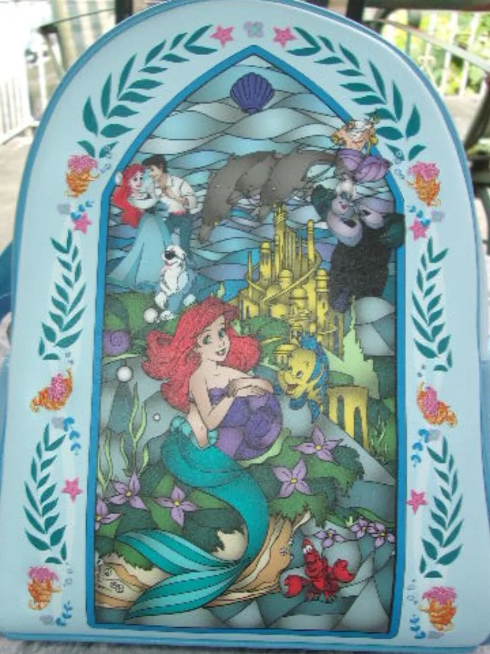 E-221 LOUNGEFLY DISNEY THE LITTLE MERMAID GLASS MINI BACKPACK