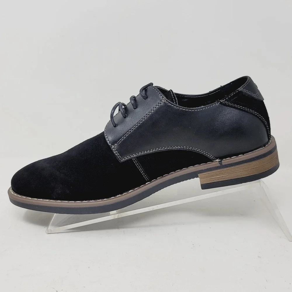 Zriang Mens Oxfords Sz 7.5 M Classic Black Shoes Dress Casual Cushioned Lace Up