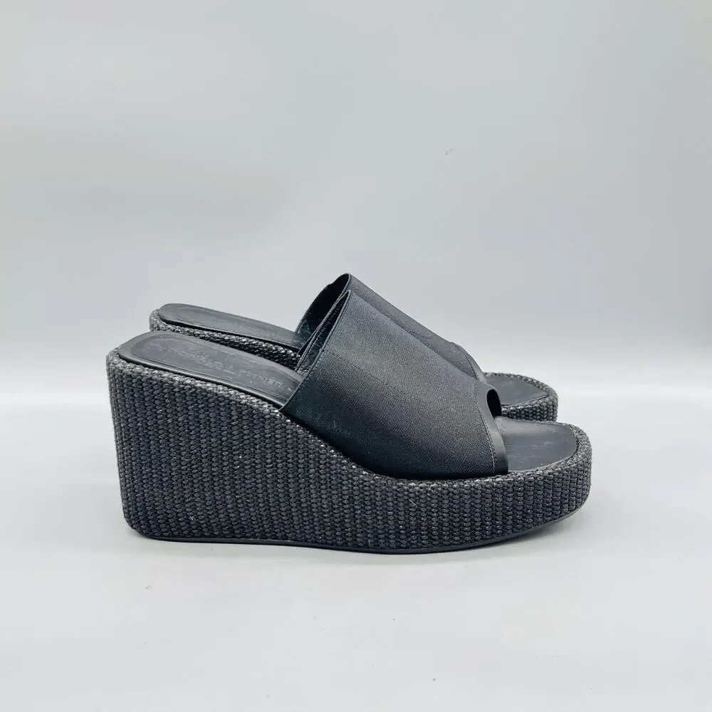 Donald J Pliner Sandals Womens 8 Black Slide Platform Wedge Shoes