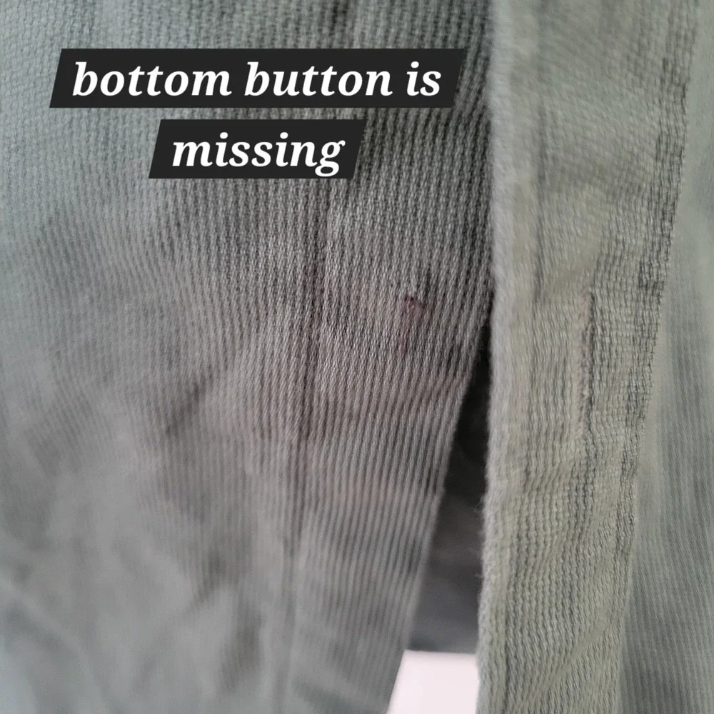 J.Crew Textured Corduroy Shirt Dusted‎ Spruce Men's Small *Missing Button* NEW