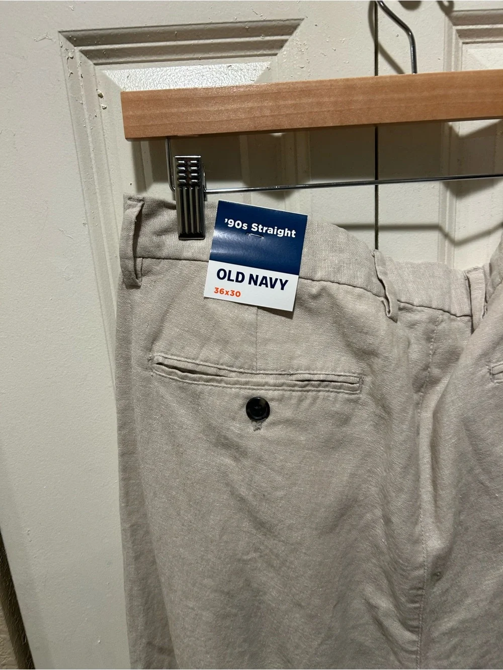 NWT Old Navy Linen Blend The 90’s Straight Fit Leg Pants Beige , size 36/30