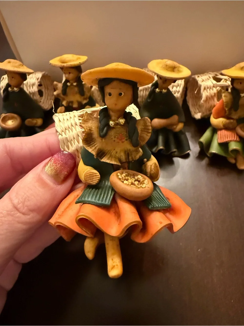 Folk Art Napkin Rings From Ecuador Handcrafted Polymer Clay And Wicker Set Of 6