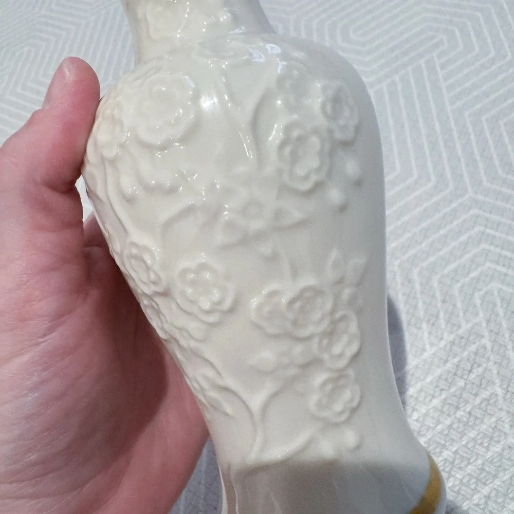Lenox 24k Gold‎ Trim Ming Blossom Collection Rose Porcelain Bud Vase USA Vintage