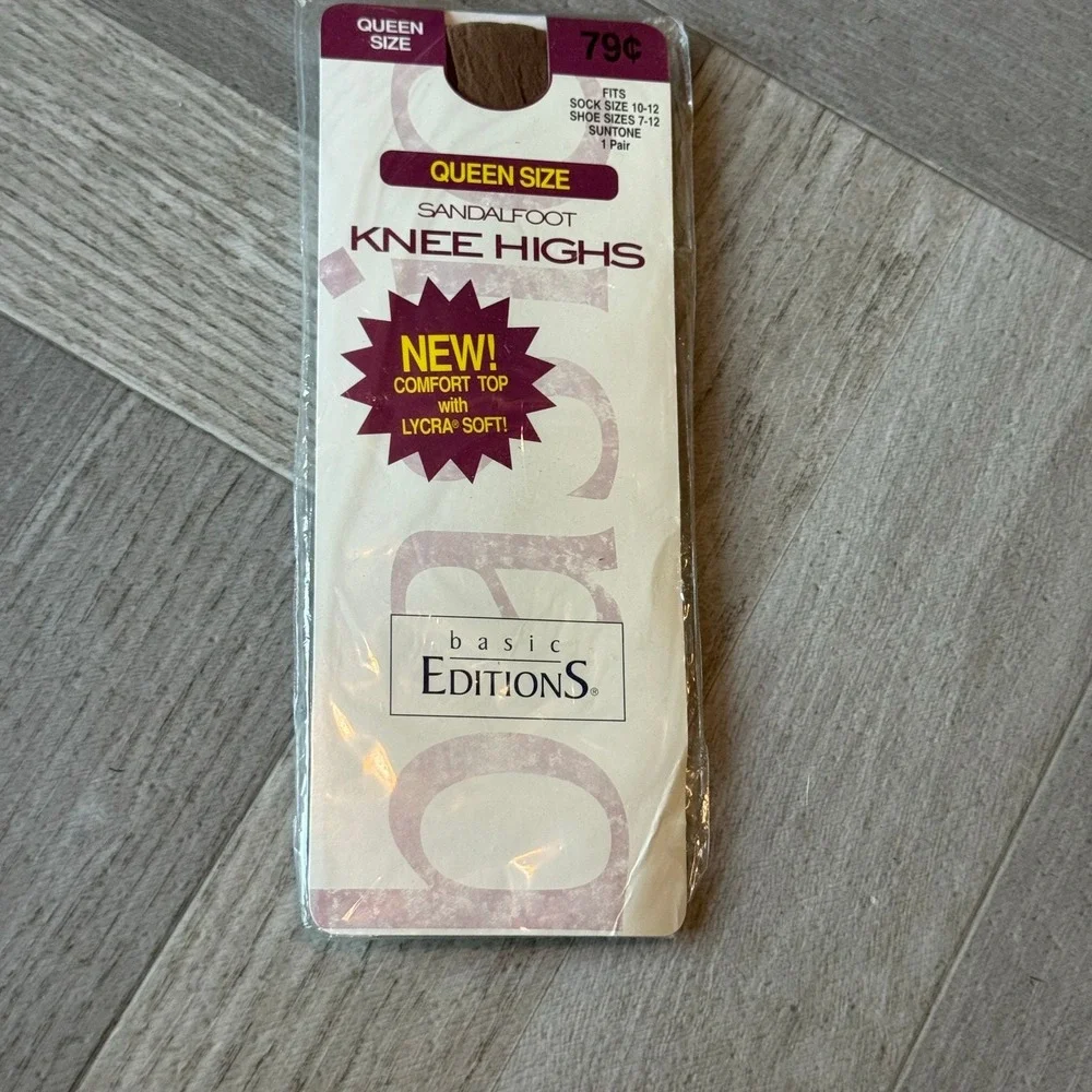 Basic Editions Queen Size Sandalfoot Knee‎ Highs Comfort Top Lycra Soft Suntone