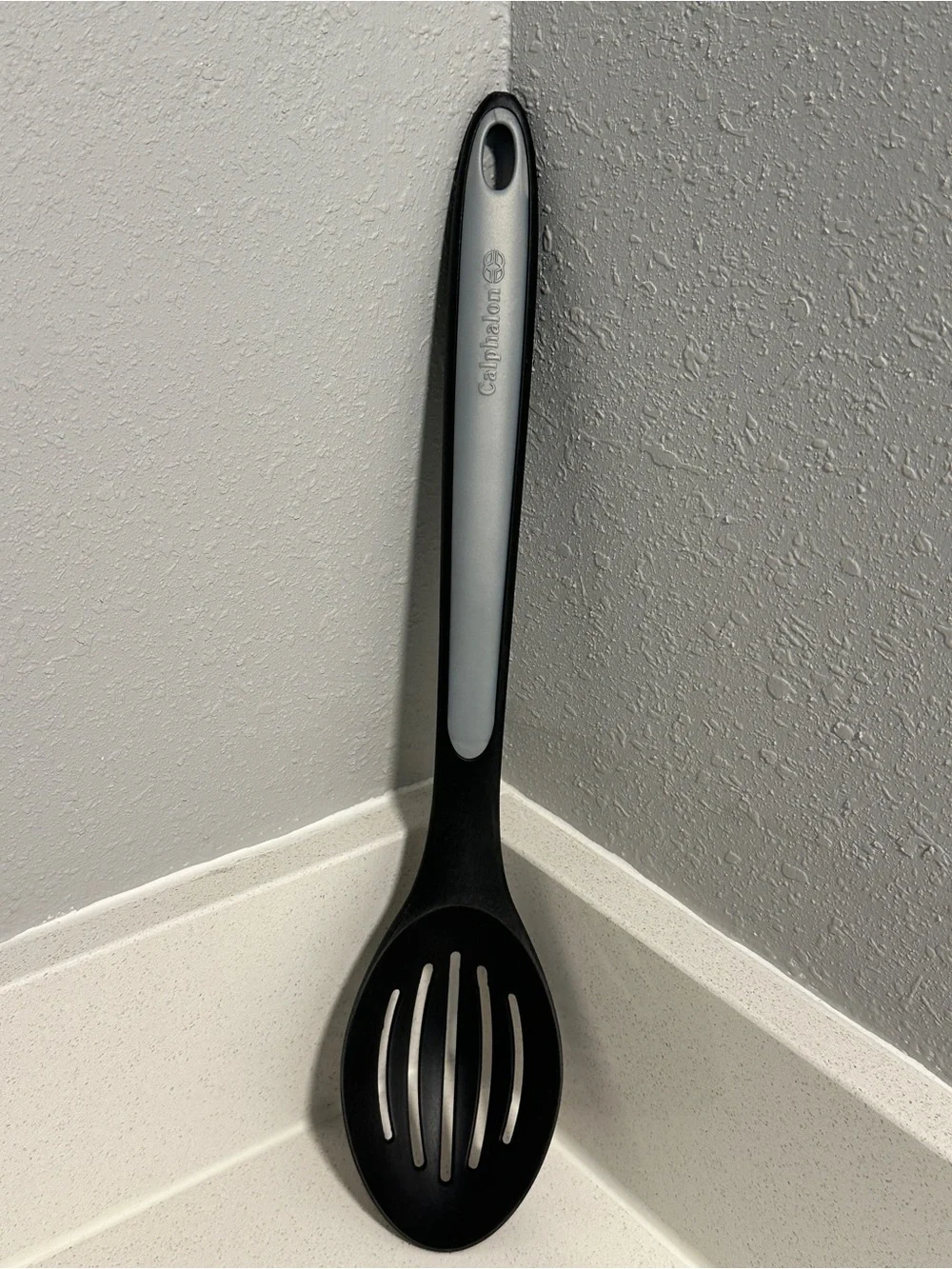 Calphalon Select Slotted Serving‎ Spoon, Nylon/Silicone, Gray/Black, 13.5