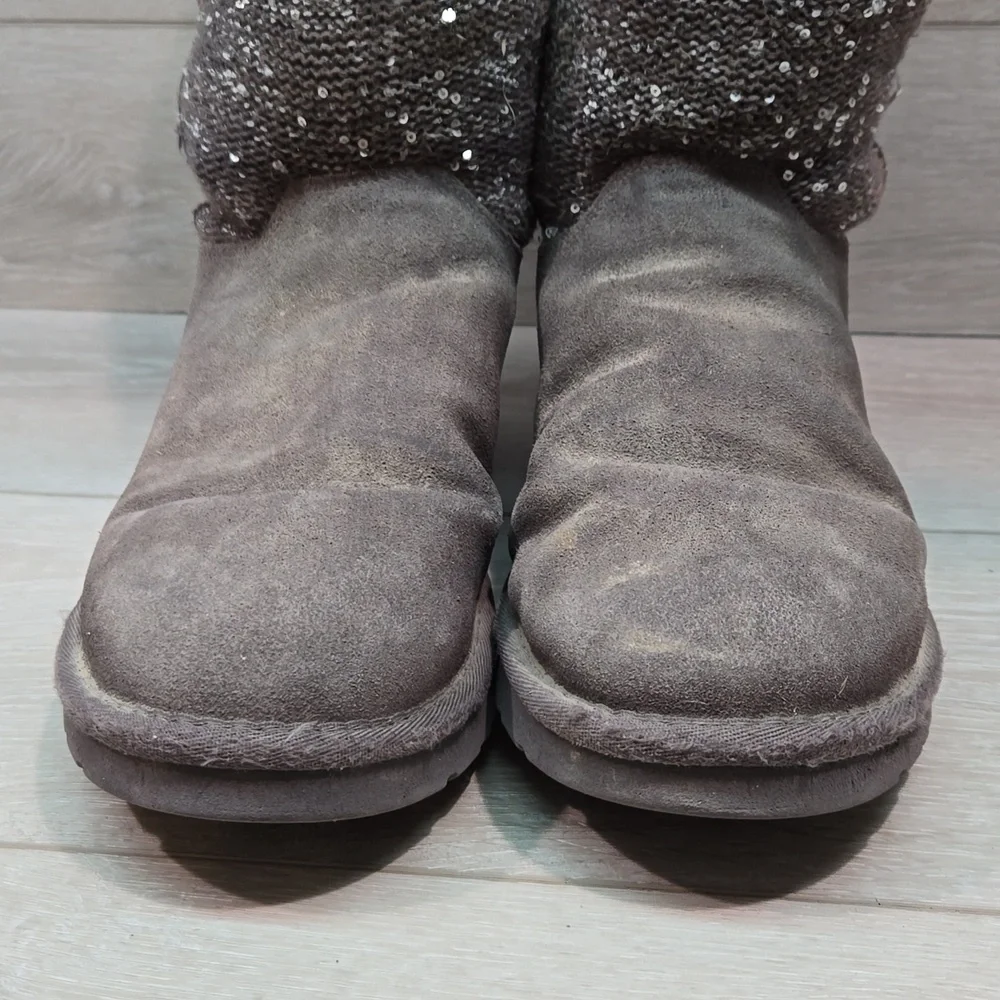 Ugg Australia Women Camaya Sequin knit sweater Leather Boots shoes sz 10