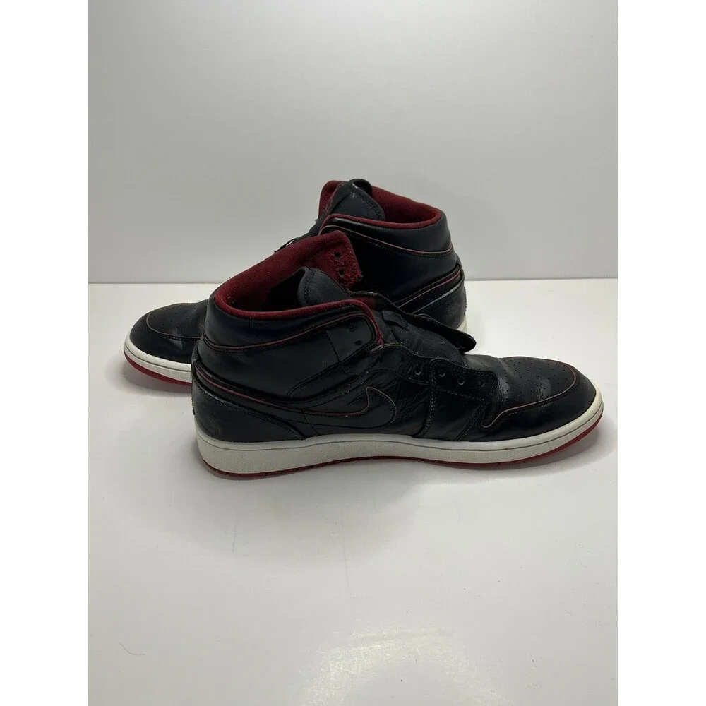 Jordan 1 Mid Black/Black-White-Gym Red Size 12 US  (554725 028)