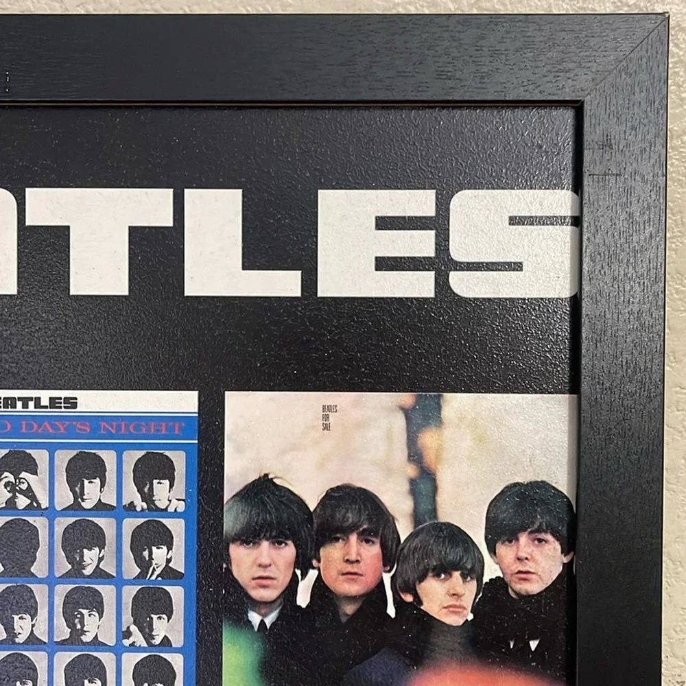 The Beatles Album Cover Collage‎ Framed Art 34x24 Glazed Wall Decor Black Frame