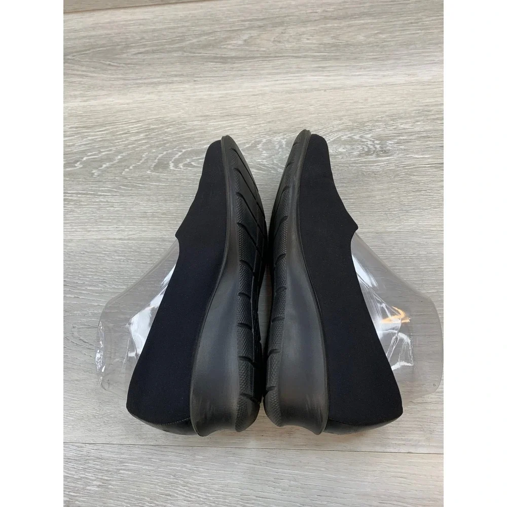 Ecco‎ Women's Black Fabric Wedge Pumps Real Leather 5.5 Insole Slip On Shoes