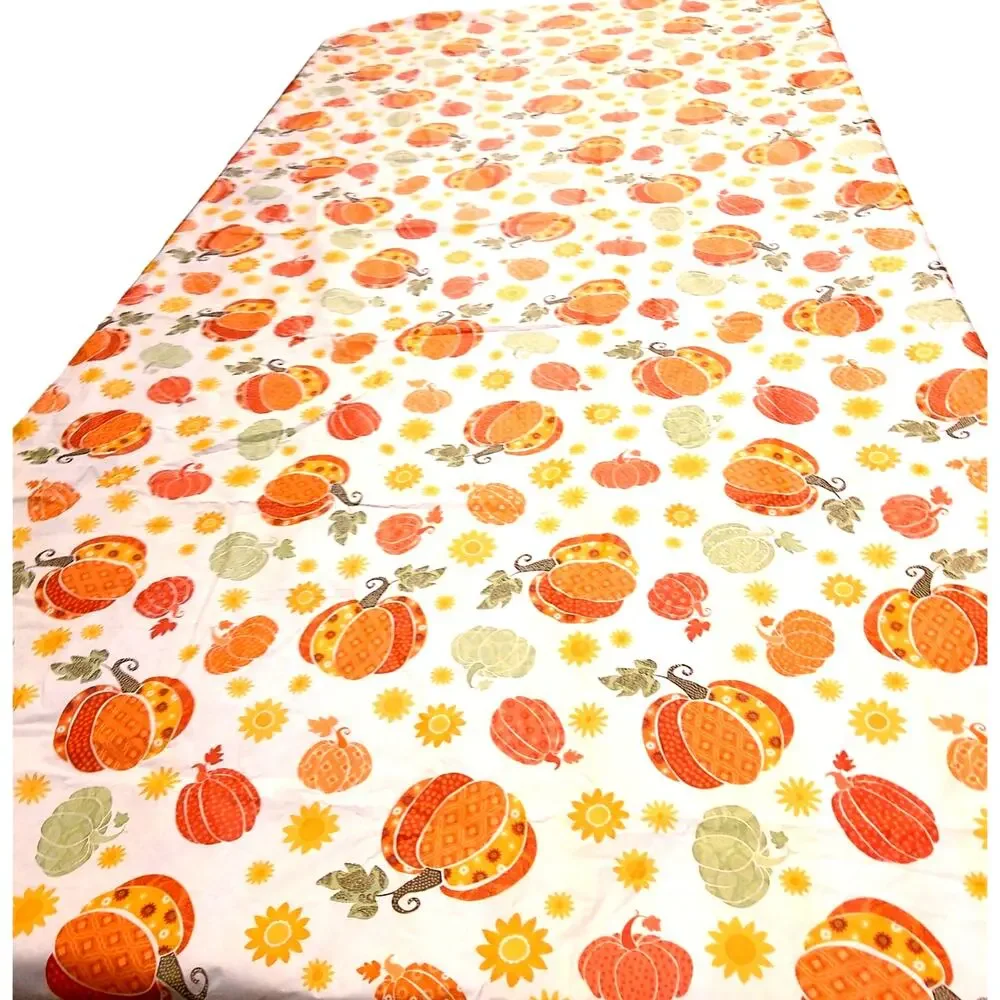 Halloween Pumpkin Fall Harvest Tablecloth Fabric Crafts Flannel Backed READ