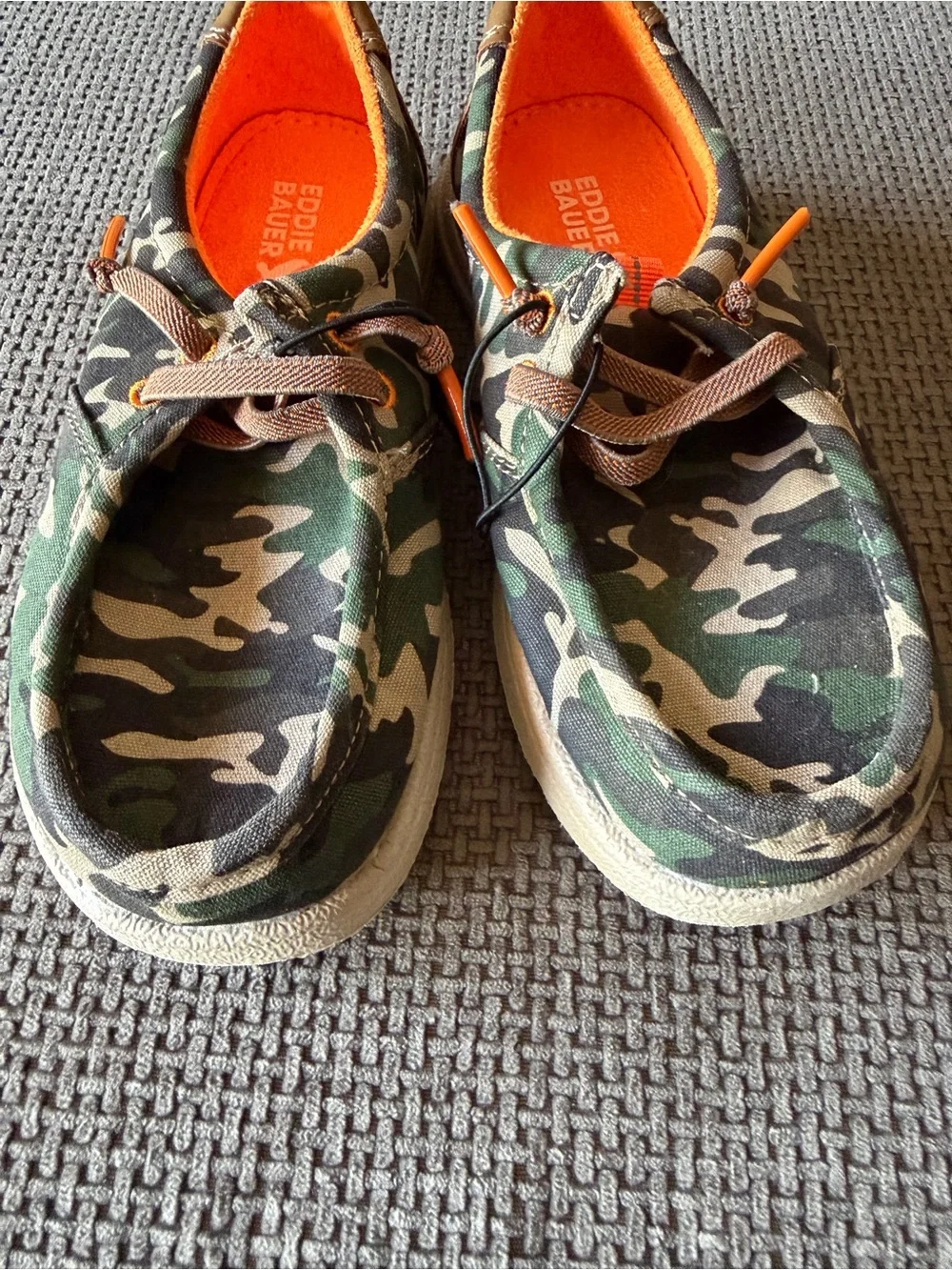 Eddie Bauer Boys Camouflage Canvas Slip-On Shoes Green Orange 13 Camo Kids