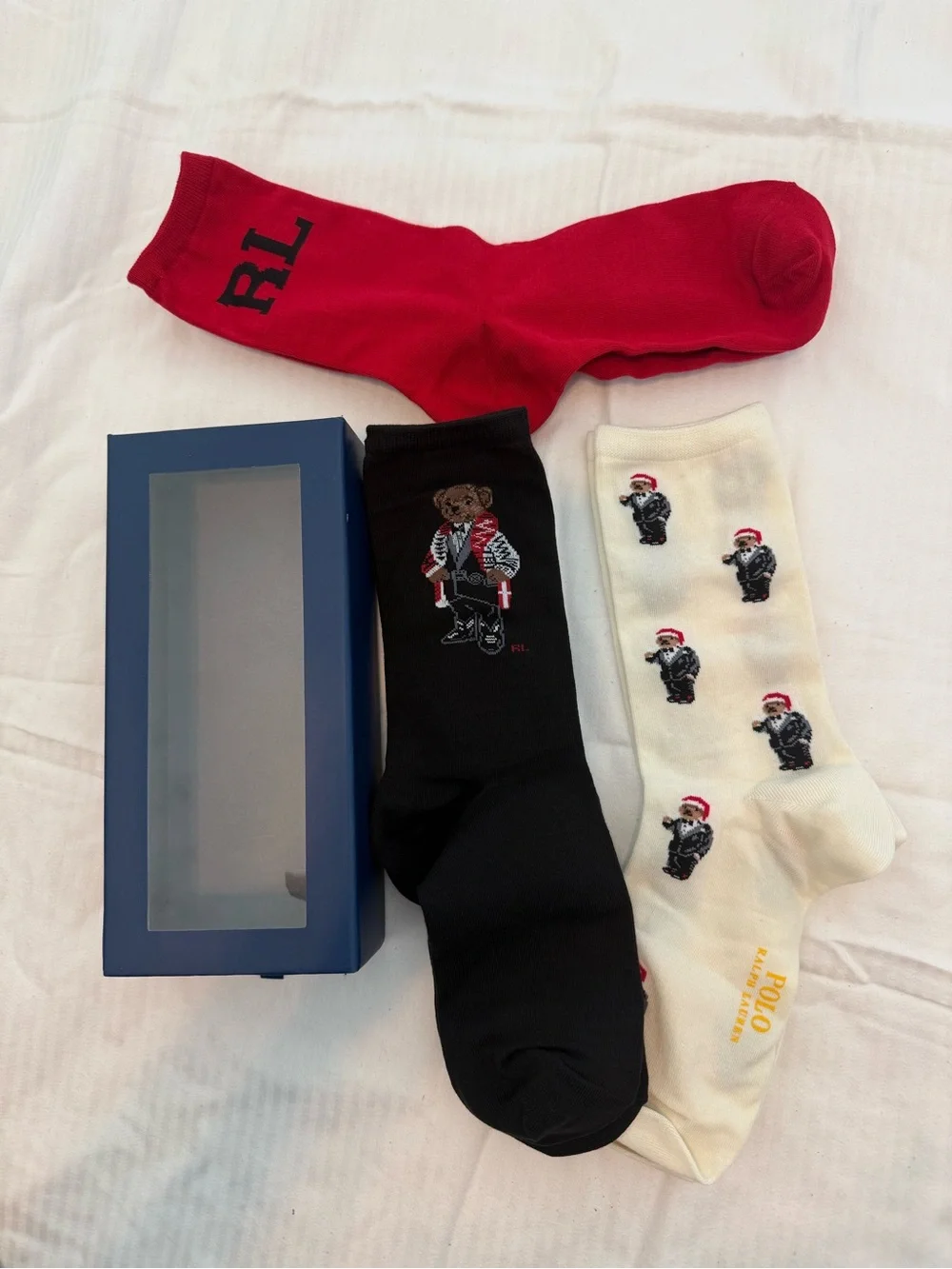 New mens Polo by Ralph Lauren Bear Socks Gift Set