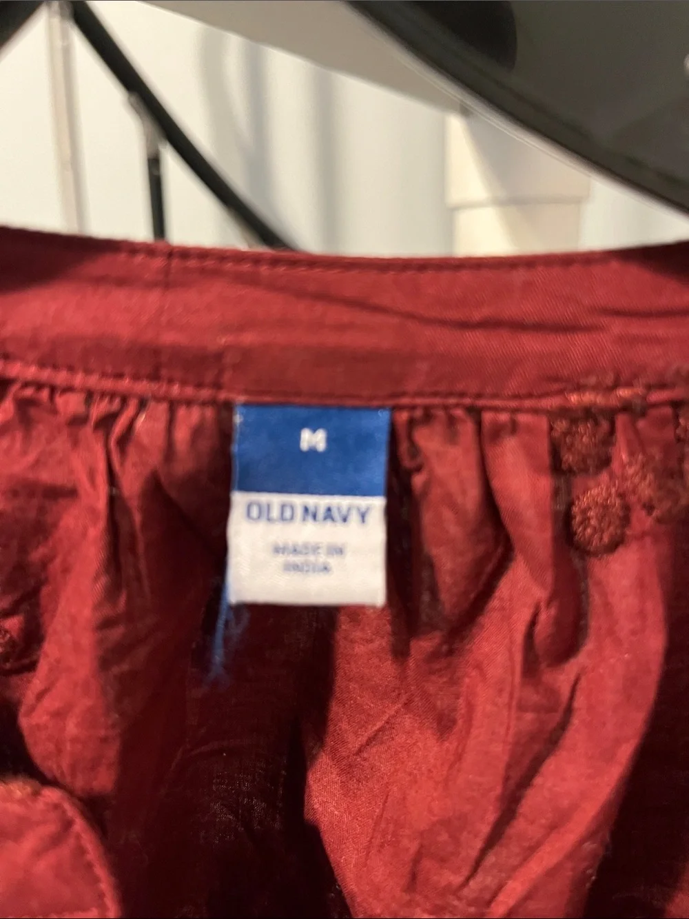 Old Navy Women's Embroidered Button-Front Blouse - Burgundy Medium