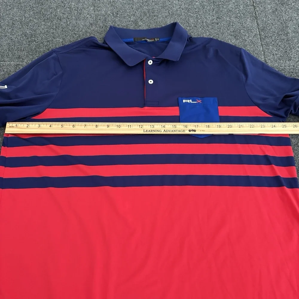 Gozzer Ranch Ralph Lauren RLX Golf Polo Men's Sz‎ XL Color Block Pocket Blue Red