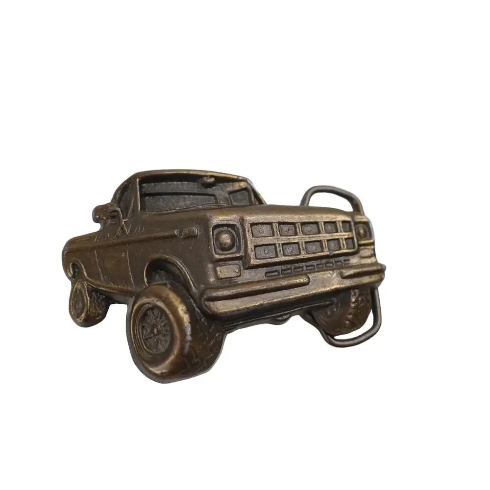 Vintage Brass Pick Up Truck 3D Belt Buckle