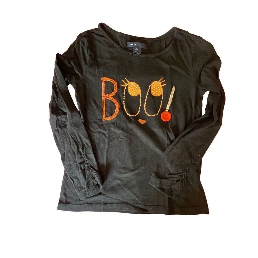 Gap kids girls Halloween black embellished blue shirt long sleeve size 6/7