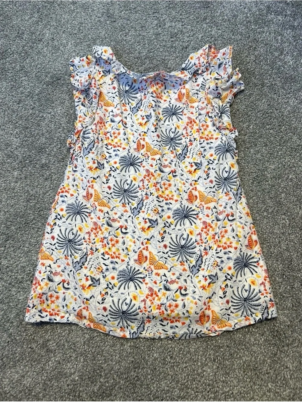 GAP Baby Floral & Butterfly Print Dress in White, Navy, Yellow, Orange