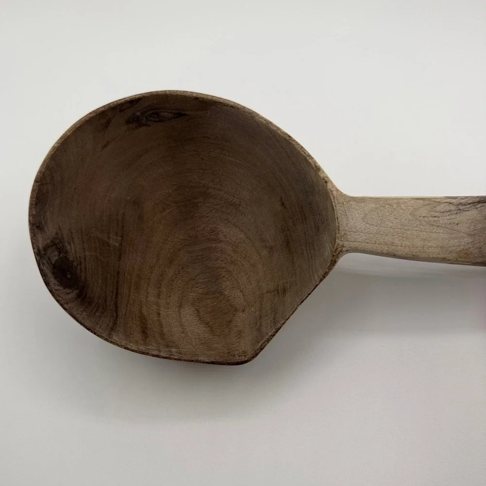 Vintage Hand Carved Wooden Scoop Ladle Rustic Farmhouse Primitive Grain Server