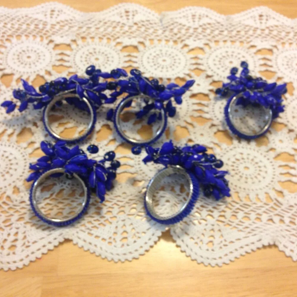 Napkin Rings set, gorgeous blue