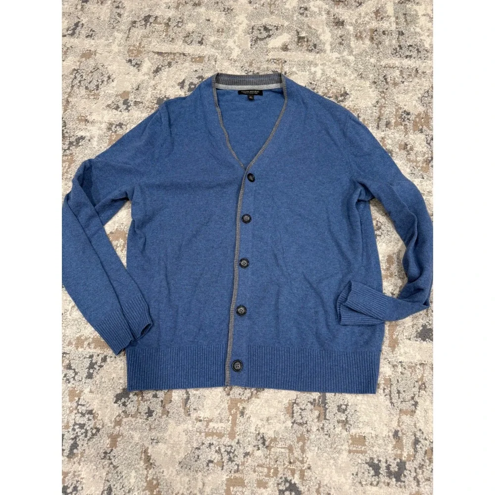 Banana Republic Mens Blue Italian Yarn Button Front Cardigan Sweater Medium