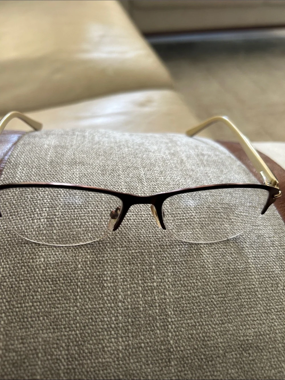 Ercu Half-Rim Reading Glasses in Brown and Gold