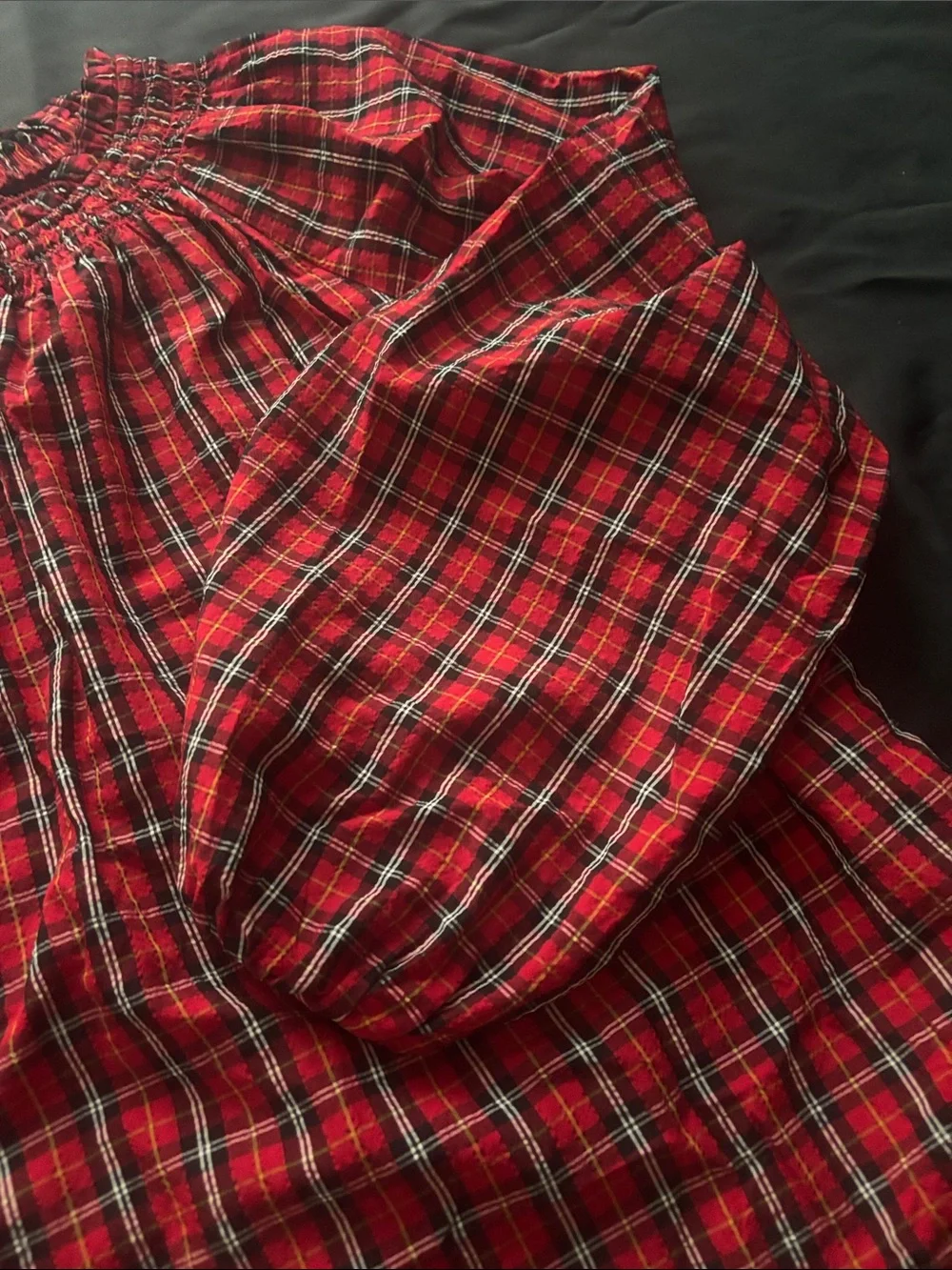 Old Navy Red Plaid Peasant Top