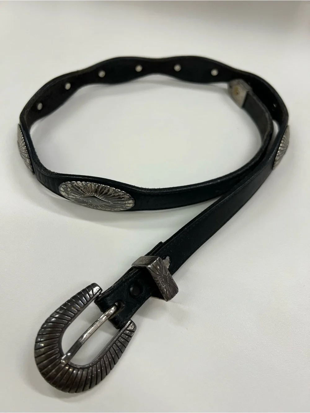 Justin Vintage Leather Concho Belt Size Small