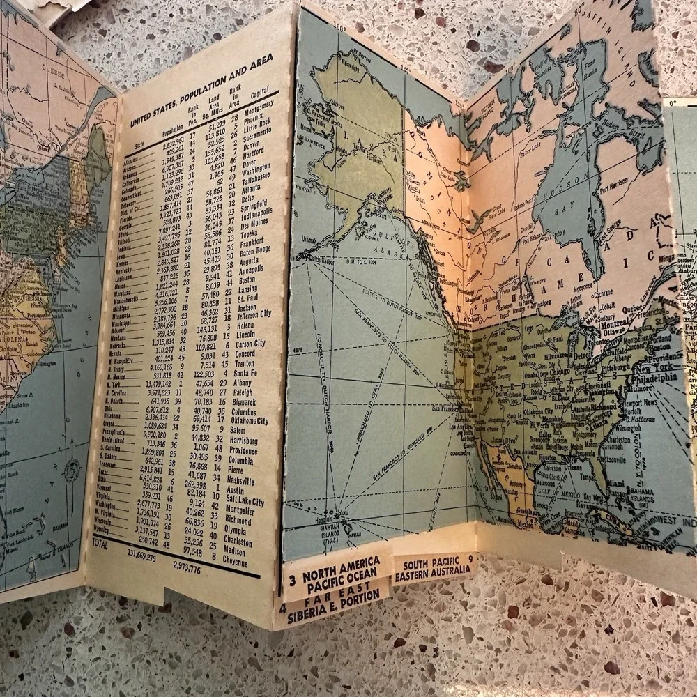 WWII~World at a Glance Accordion Pocket Map Atlas Sept.1939~Philadelphia, PA