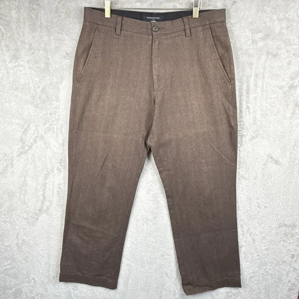 Banana Republic Dawson Pants Mens 34x30 Brown Houndstooth Cotton Office