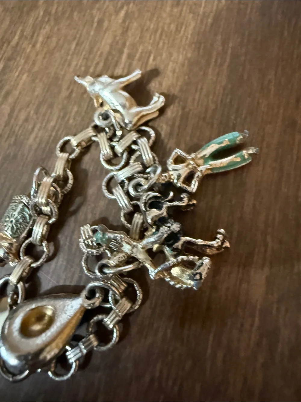 Child Sized Bracelet 6” Western Cowboy Horse Hat Charms Vintage