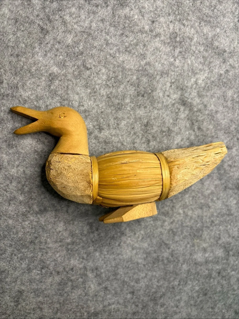 Handcrafted Wooden Duck Figurine - Natural Wood Color
