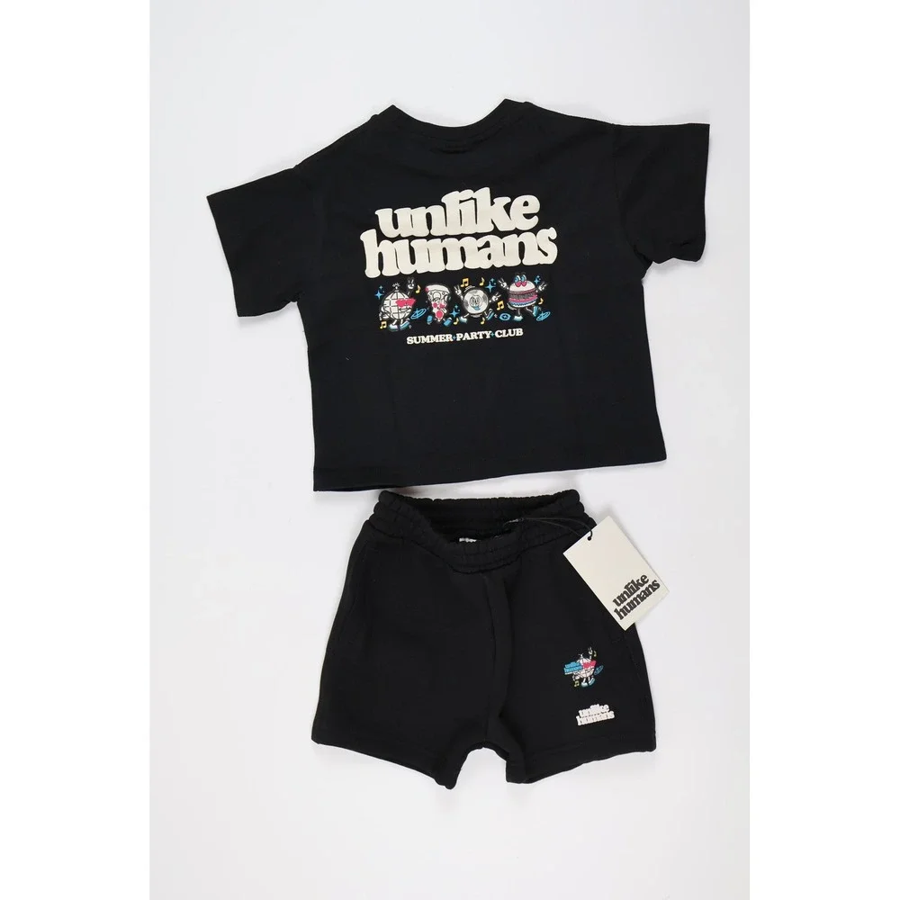 Unlike Humans 2-Piece Set Summer Party Club Black Graphic 3T NWT