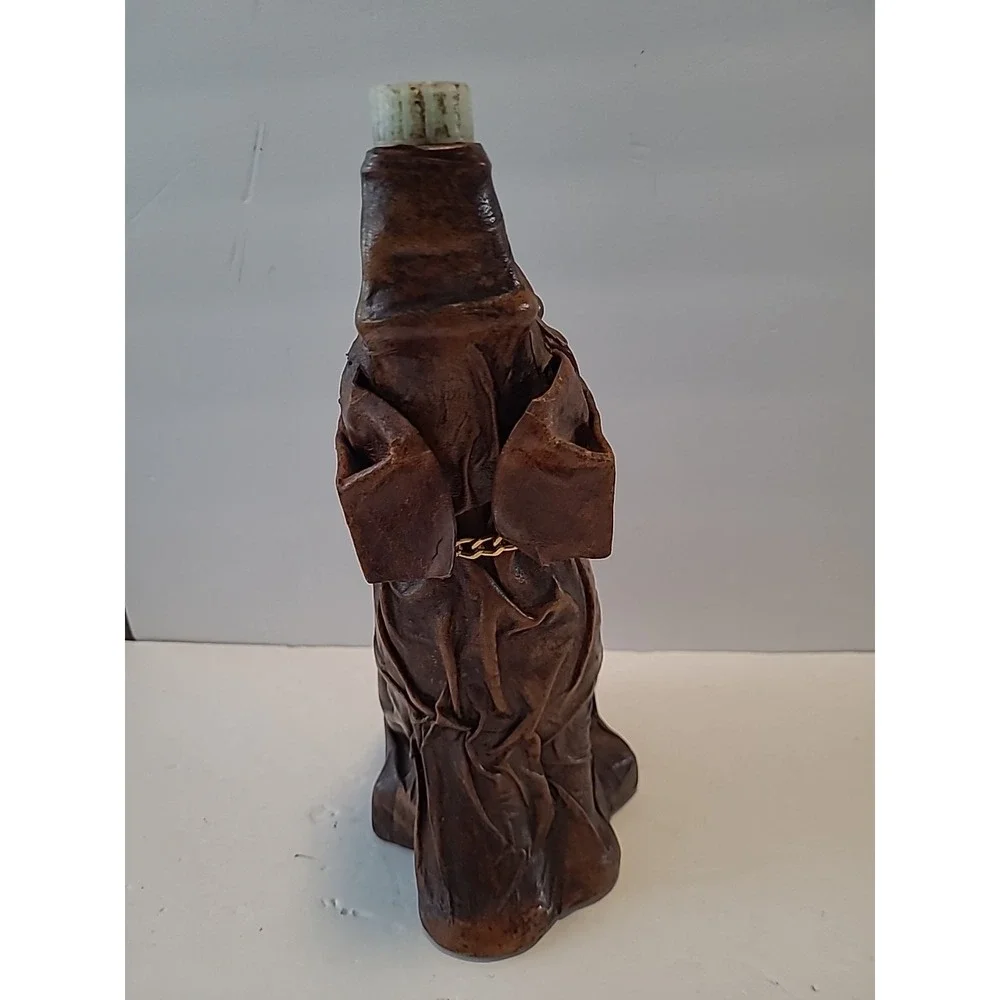 Vintage‎ Vetropelle Brown Leather Wrapped Elephant Gold Chain Wine Bottle